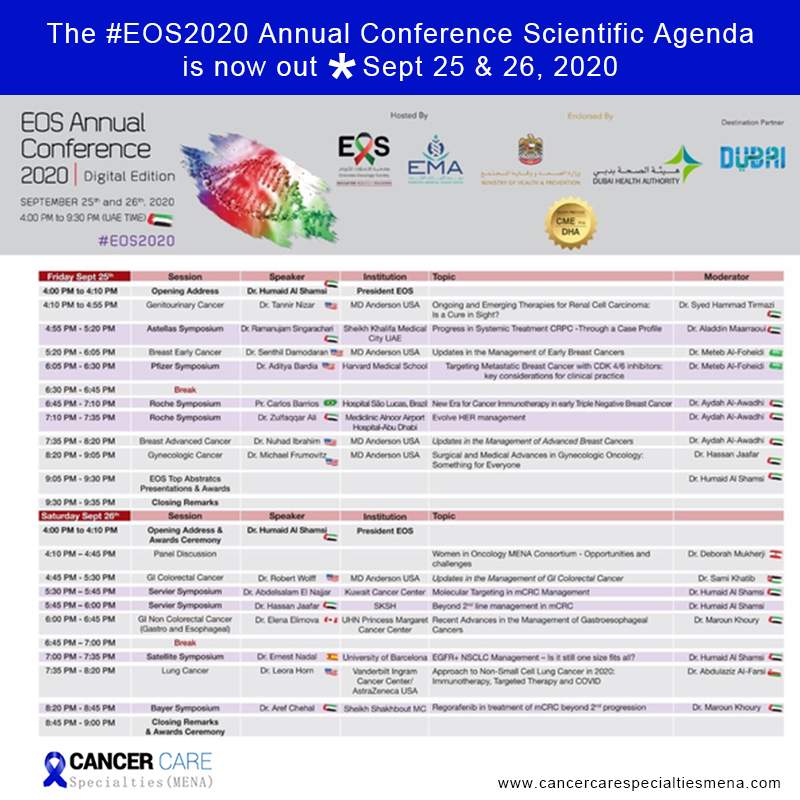 The EOS2020 Annual Conference Scientific Agenda is now out 🌟 Sept 25 & 26, 2020